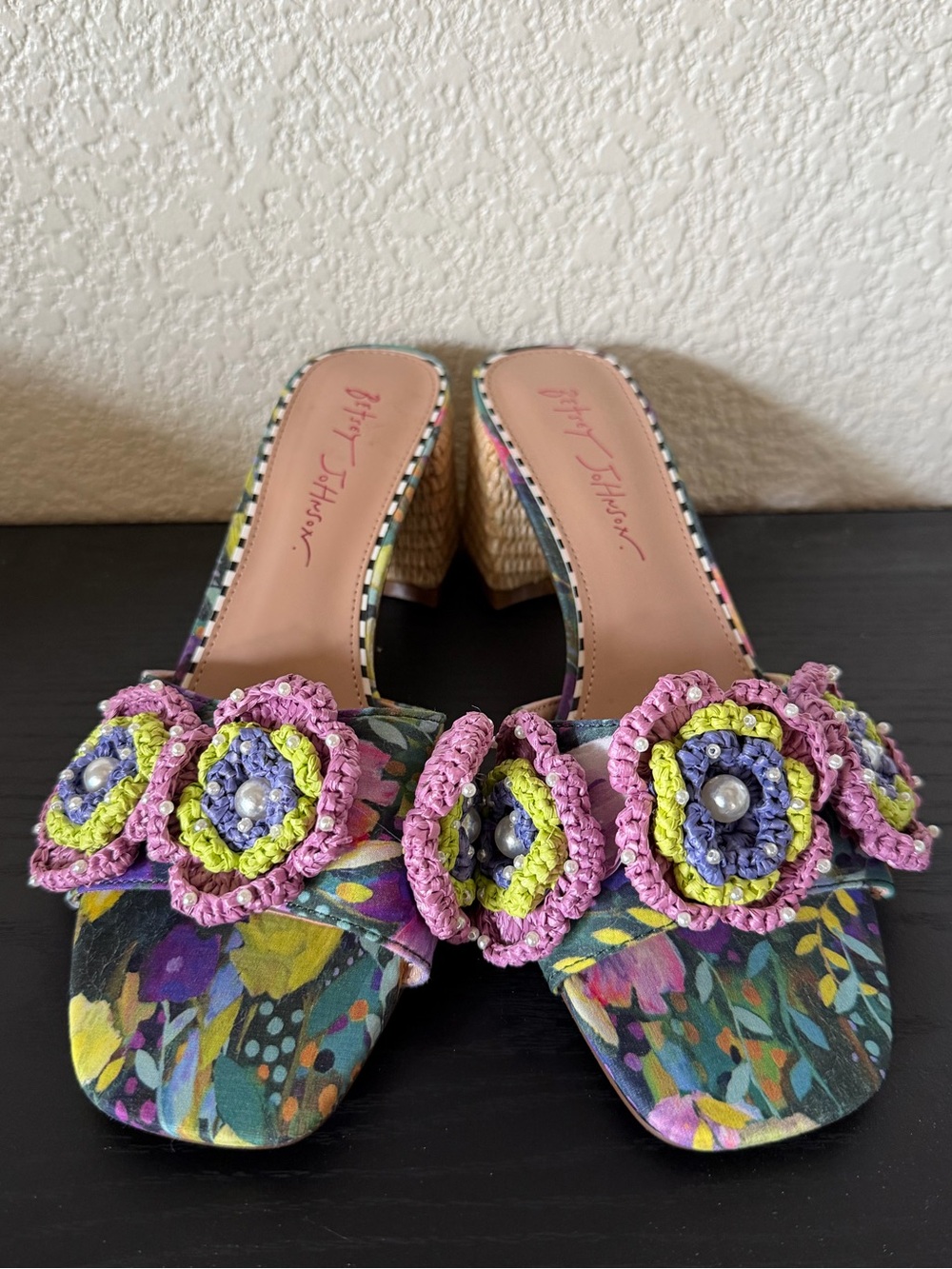 Betsey Johnson Deitrich Bright Multicolor Block Heel Mule Sandals - Picture 5 of 16
